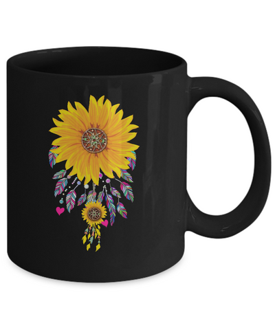 Native Dream Catcher Sunflower Mug-Coffee Mug-11oz Mug-Black