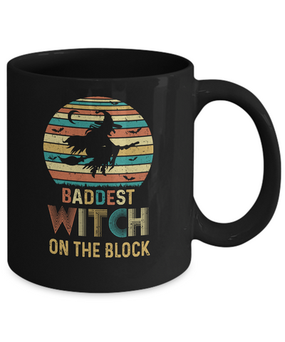 Baddest Witch On The Block Vintage Funny Halloween Gift Mug-Coffee Mug-11oz Mug-Black