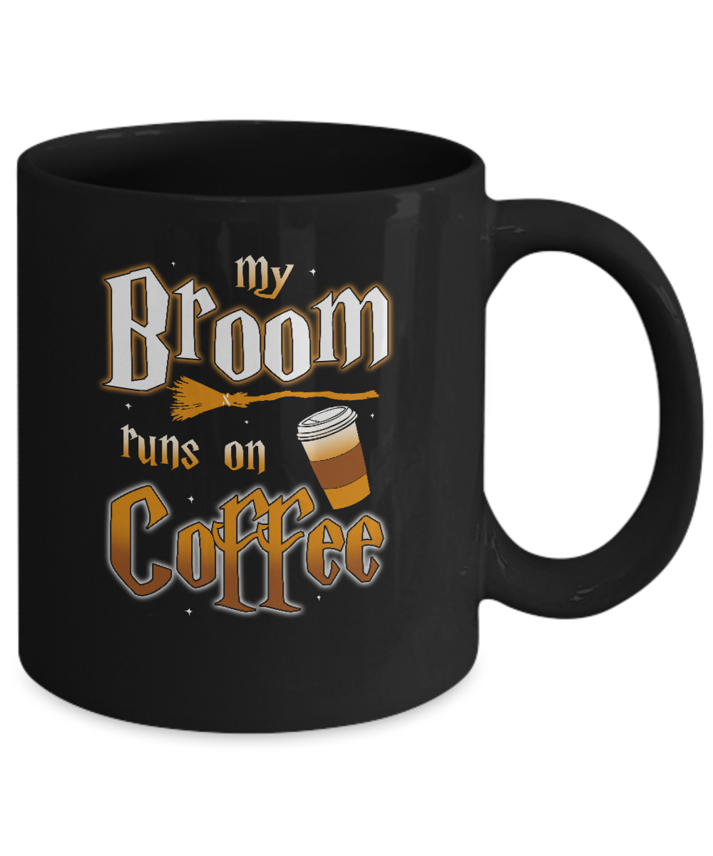 My Broom Runs On Coffee Halloween Witch Costume Mug-Coffee Mug-11oz Mug-Black