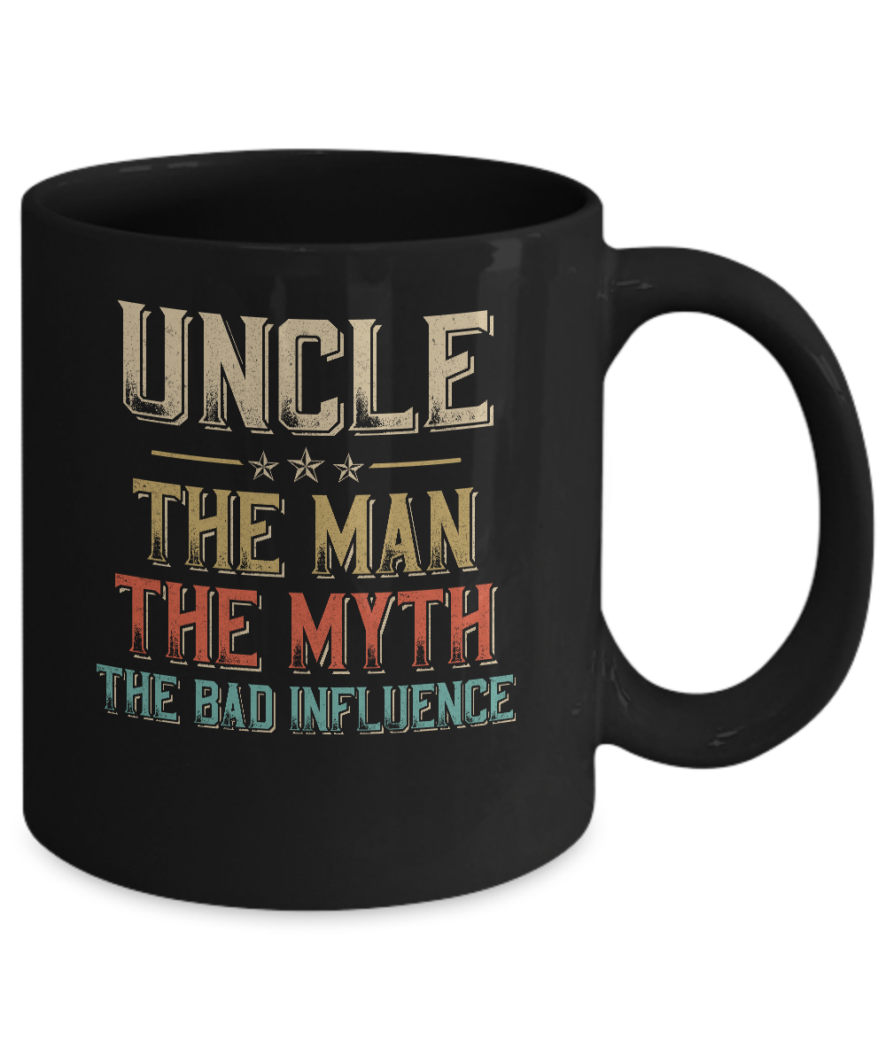Vintage Uncle The Man The Myth The Bad Influence Mug-Coffee Mug-11oz Mug-Black
