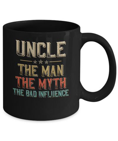Vintage Uncle The Man The Myth The Bad Influence Mug-Coffee Mug-11oz Mug-Black