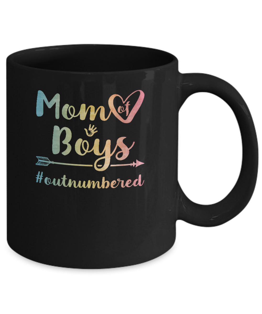 Mom Of Boys Outnumbered Mug-Coffee Mug-11oz Mug-Black