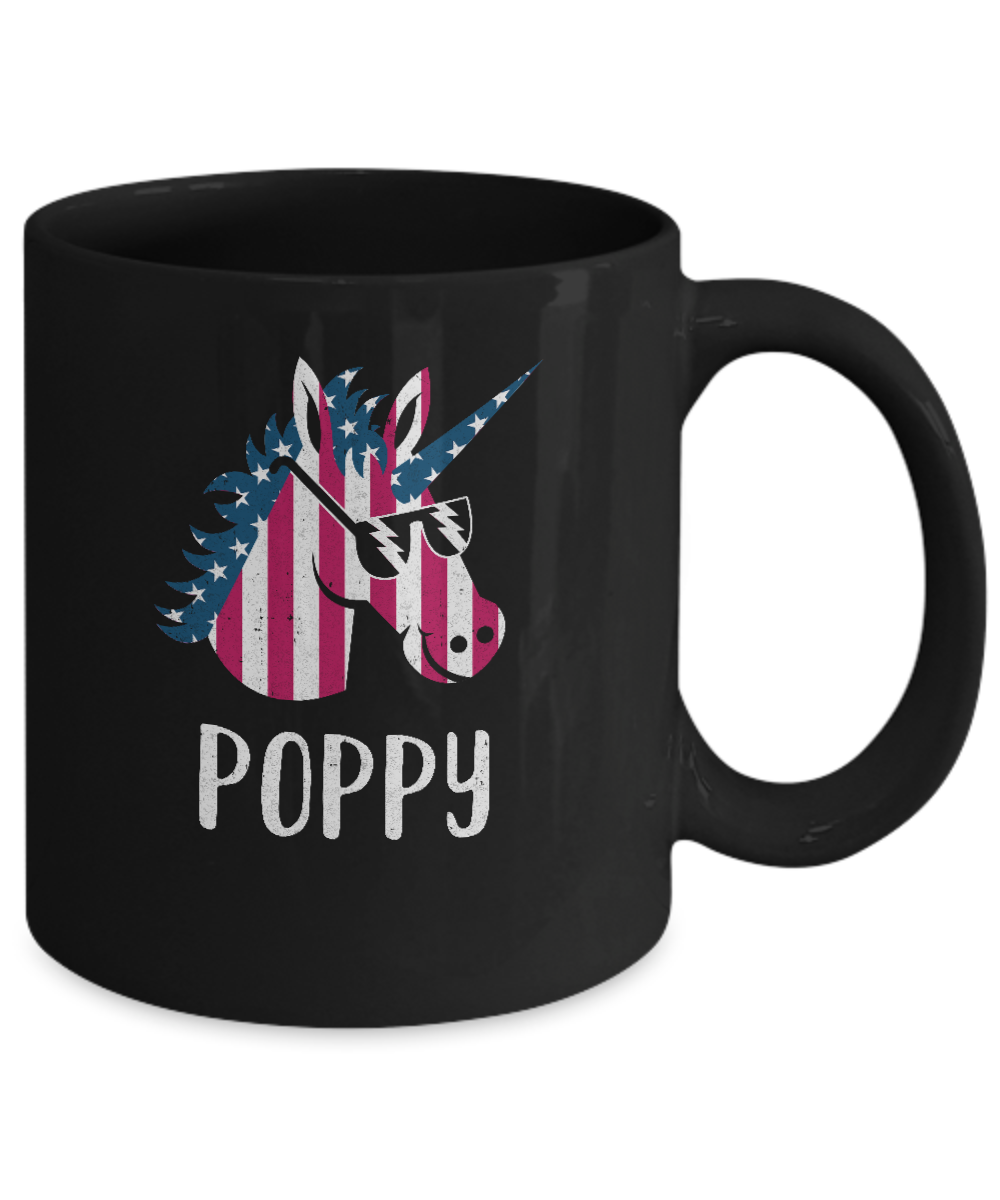 Patriotic Poppy Unicorn Americorn 4Th Of July Mug-Coffee Mug-11oz Mug-Black