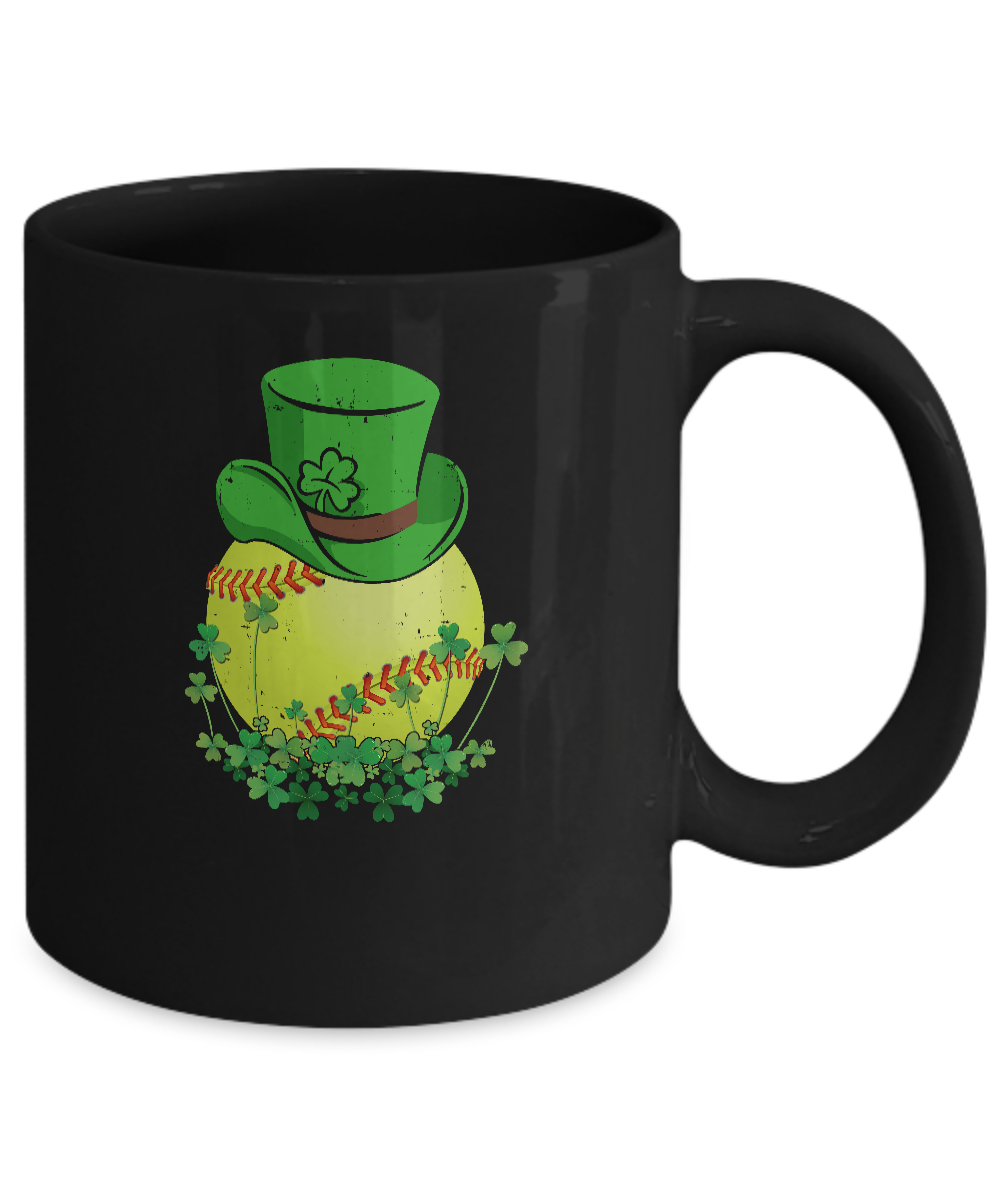 Shamrock Softball Leprechaun St Patricks Day Mug-Coffee Mug-11oz Mug-Black