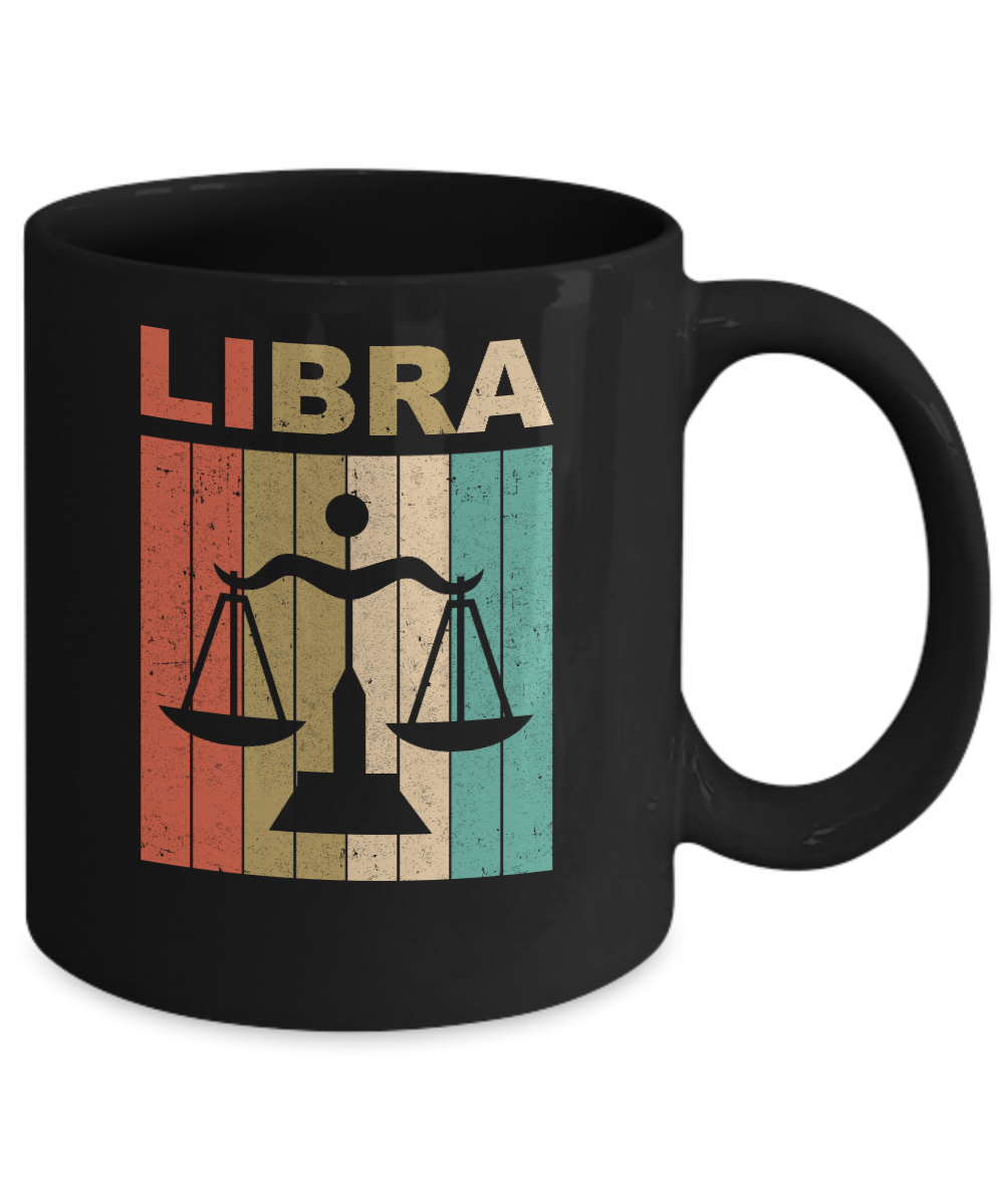 Vintage Libra Zodiac September October Birthday Gift Mug-Coffee Mug-11oz Mug-Black