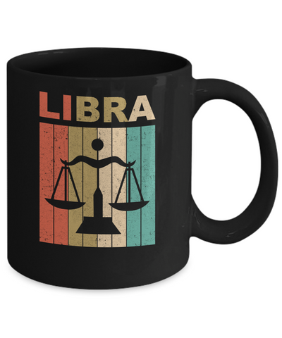 Vintage Libra Zodiac September October Birthday Gift Mug-Coffee Mug-11oz Mug-Black
