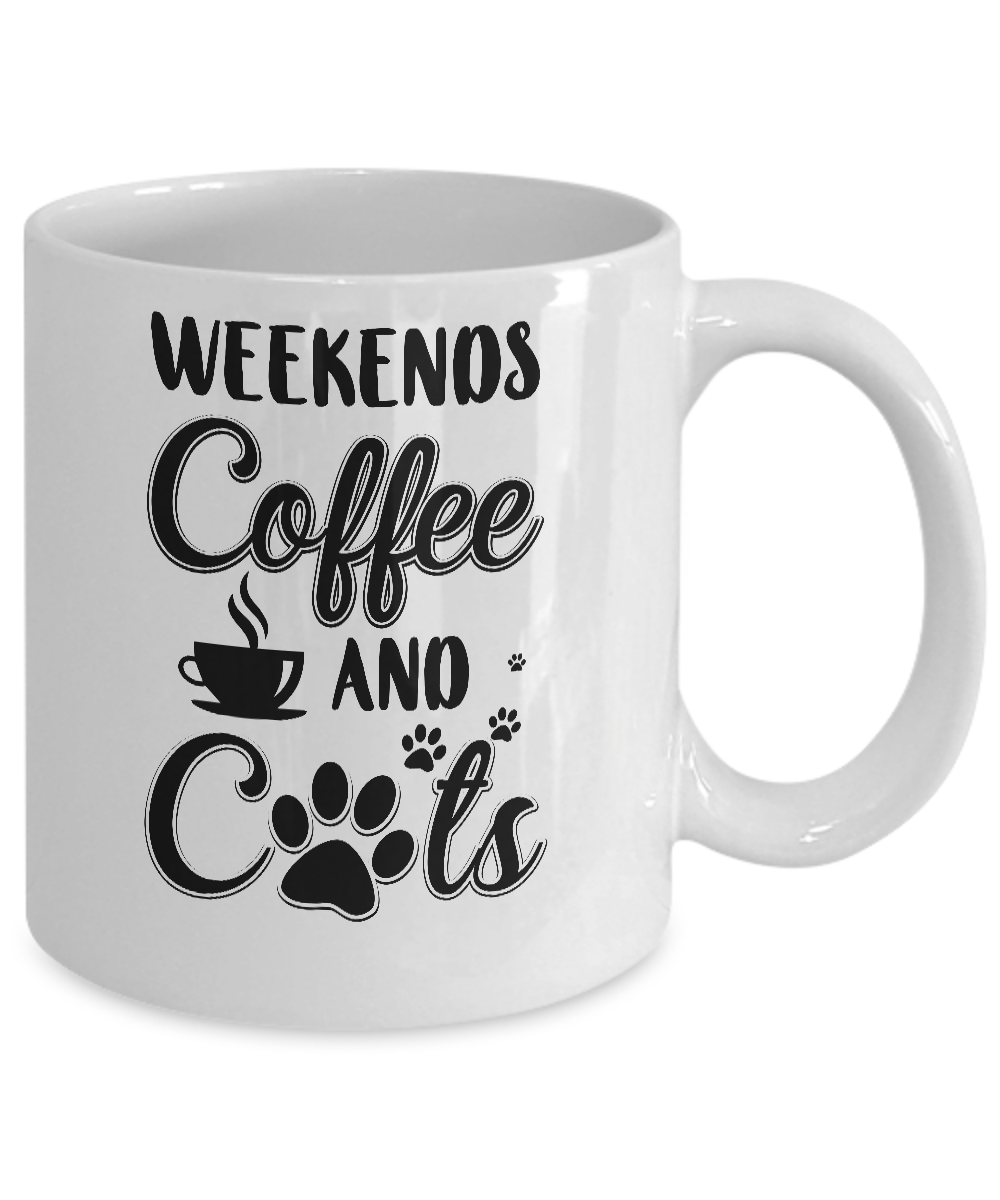 Weekends Coffee And Cats Lover Gifts Mug-Coffee Mug-11oz Mug-White