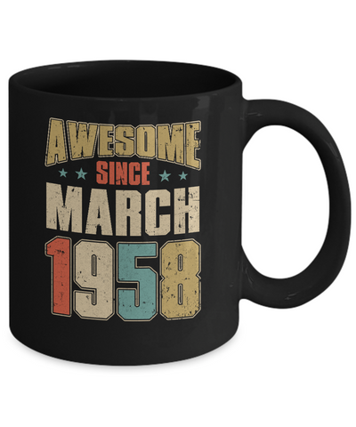 Vintage Retro Awesome Since March 1958 63th Birthday Mug-Coffee Mug-11oz Mug-Black