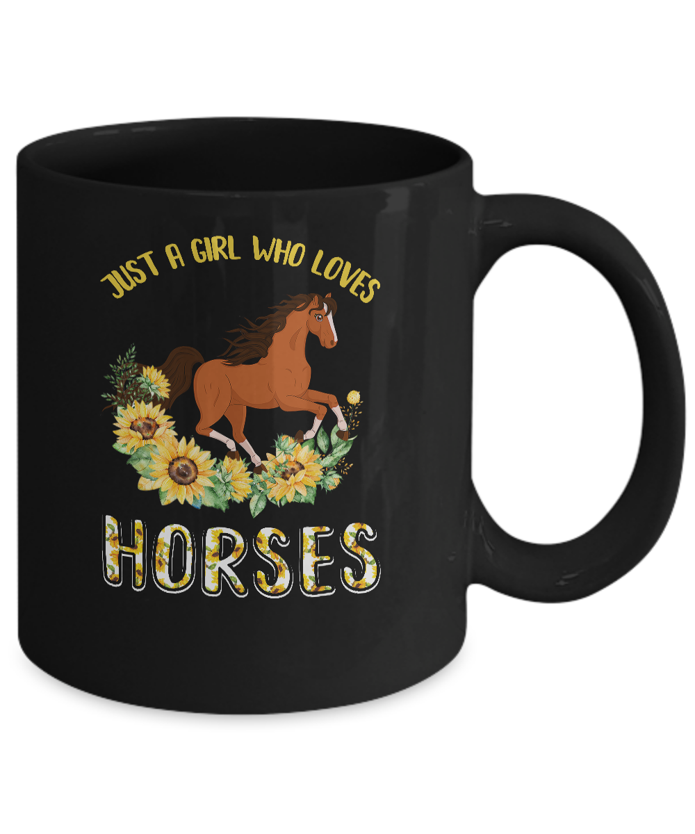 Just A Girl Who Loves Horses And Sunflowers Mug-Coffee Mug-11oz Mug-Black