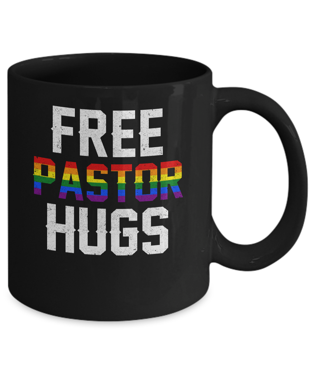 Free Pastor Hugs Support Gay LGBT Pride Rainbow Mug-Coffee Mug-11oz Mug-Black