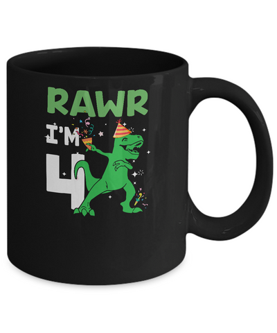 Rawr I'm 6 Birthday Gifts 2015 Dinosaur For Boys Youth Mug-Coffee Mug-11oz Mug-Black