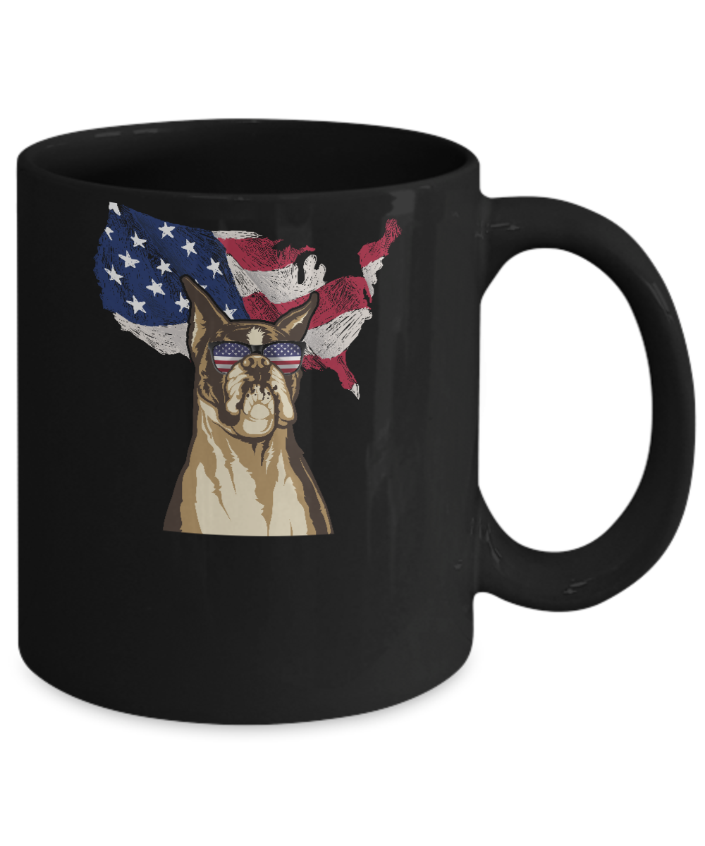 Funny Patriot Boxer Dog 4Th Of July American Flag Mug-Coffee Mug-11oz Mug-Black