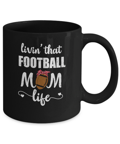 Living That Football Mom Life Mothers Day Gifts Mug-Coffee Mug-11oz Mug-Black