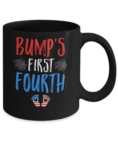 4th Of July Pregnancy Announcement Bump's First Fourth Mug-Coffee Mug-11oz Mug-Black