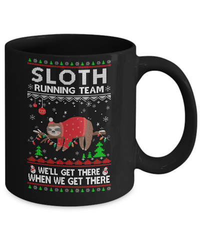 Funny Sloth Running Team Ugly Christmas Sweater Gift Mug-Coffee Mug-11oz Mug-Black