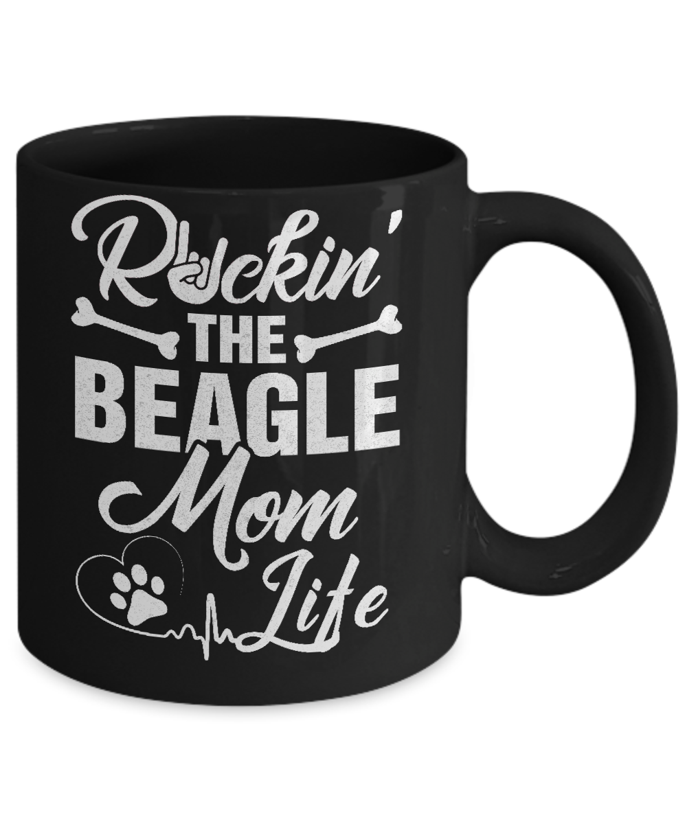 Rockin The Beagle Mom Life Mug-Coffee Mug-11oz Mug-Black