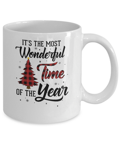 The Most Wonderful Time Of The Year Christmas Buffalo Plaid Mug-Coffee Mug-11oz Mug-White