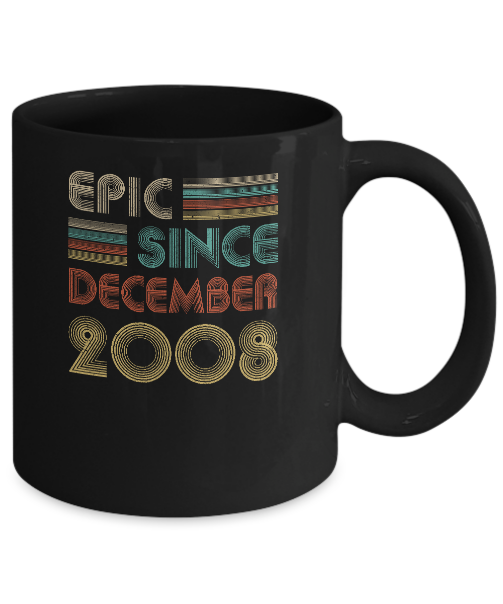 Epic Since December 2008 Vintage 13th Birthday Gifts Youth Mug-Coffee Mug-11oz Mug-Black