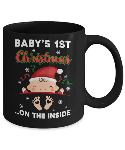 Baby's 1St Christmas On The Inside Pregnant Mug-Coffee Mug-11oz Mug-Black
