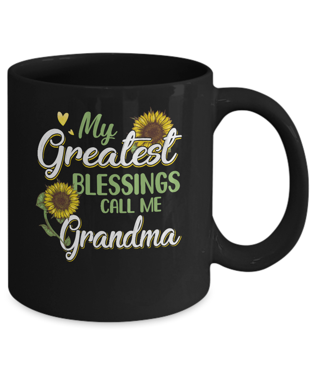 My Greatest Blessings Call Me Grandma Sunflower Gifts Mug-Coffee Mug-11oz Mug-Black