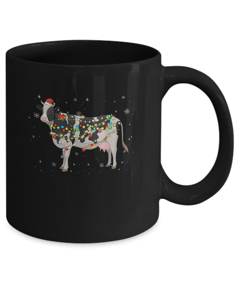 Vintage Cow Merry Christmas Light Led Mug-Coffee Mug-11oz Mug-Black
