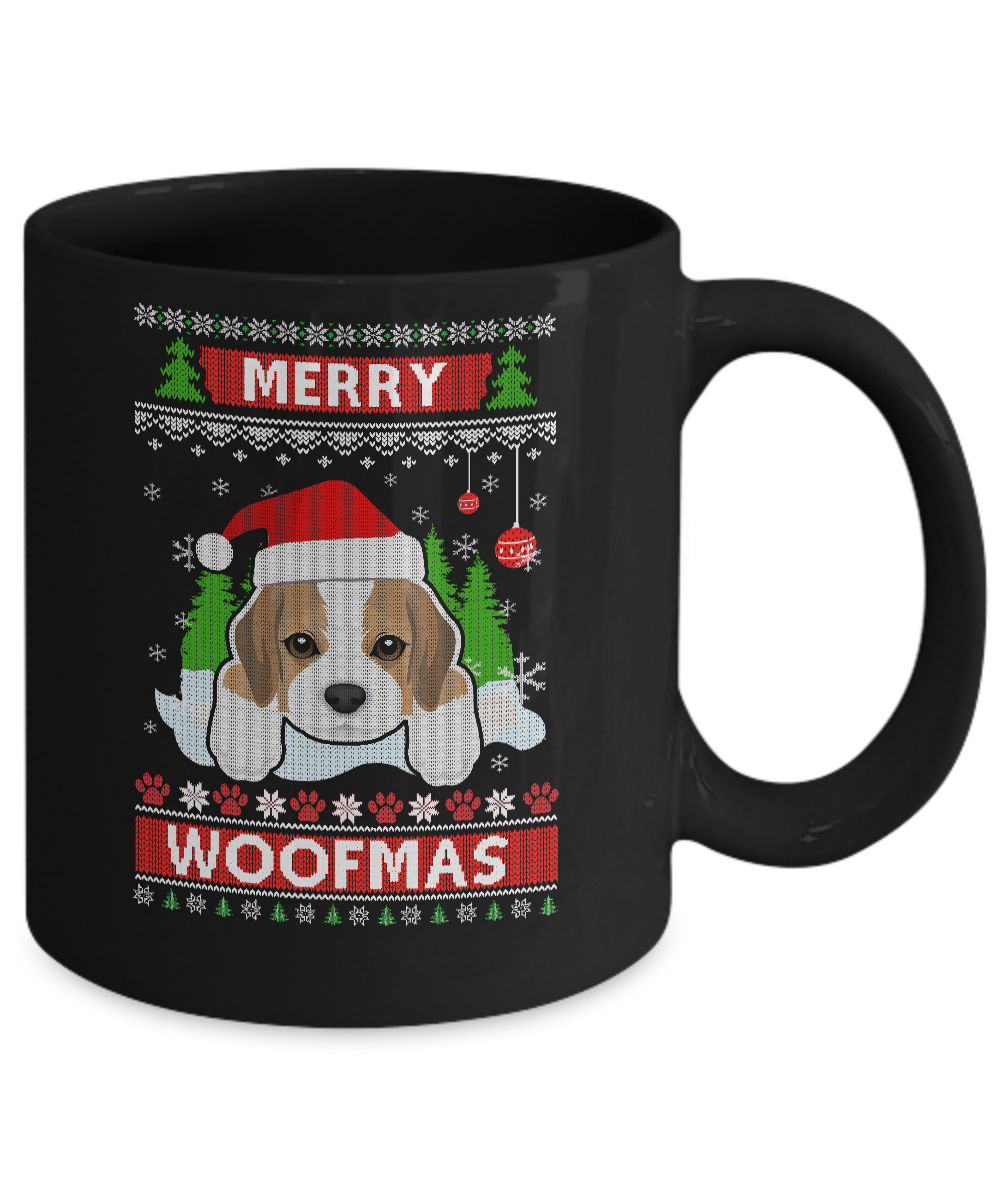 Beagle Merry Woofmas Ugly Christmas Sweater Mug-Coffee Mug-11oz Mug-Black