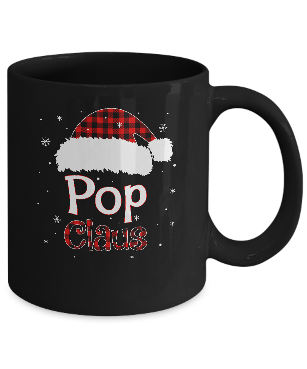 Santa Pop Claus Red Plaid Family Pajamas Christmas Gift Mug-Coffee Mug-11oz Mug-Black