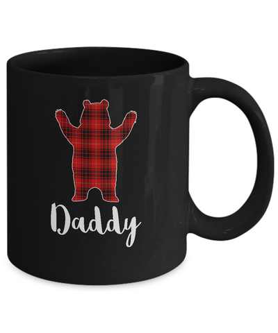 Red Daddy Bear Buffalo Plaid Family Christmas Pajamas Mug-Coffee Mug-11oz Mug-Black