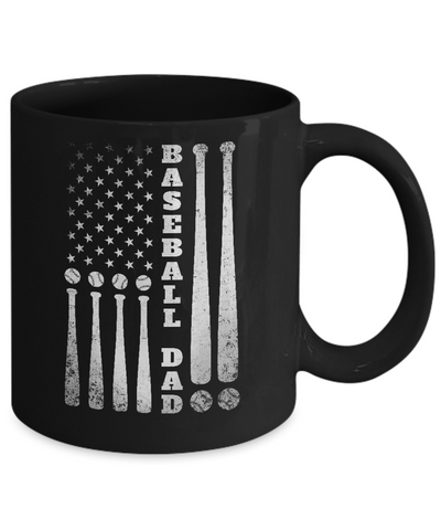 American Flag Vintage Baseball Dad Father's Day Mug-Coffee Mug-11oz Mug-Black
