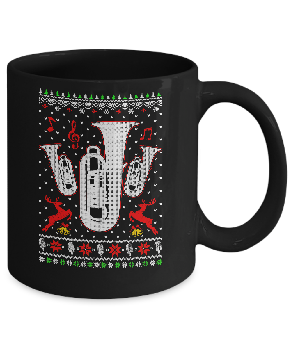 Santa Tuba Ugly Christmas Sweater Gifts Mug-Coffee Mug-11oz Mug-Black