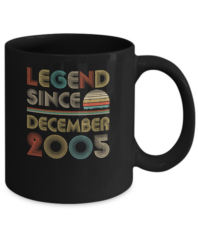 Legend Since December 2005 Vintage 16th Birthday Gifts Mug-Coffee Mug-11oz Mug-Black
