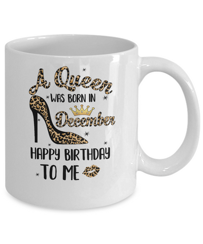 Born In December Girl Leopard High Heels Birthday Women Gift Mug-Coffee Mug-11oz Mug-White