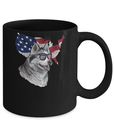 Funny Patriot Husky Dog 4Th Of July American Flag Mug-Coffee Mug-11oz Mug-Black