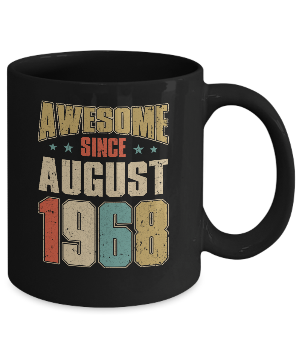 Vintage Retro Awesome Since August 1968 53th Birthday Mug-Coffee Mug-11oz Mug-Black