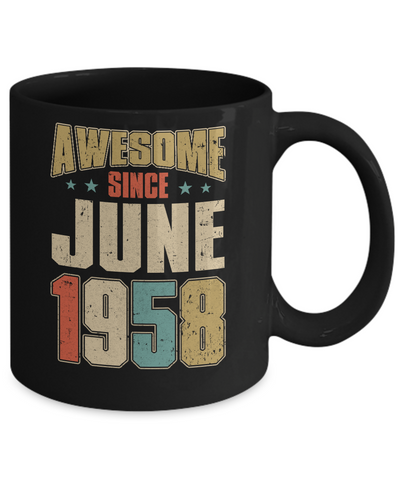 Vintage Retro Awesome Since June 1958 63th Birthday Mug-Coffee Mug-11oz Mug-Black