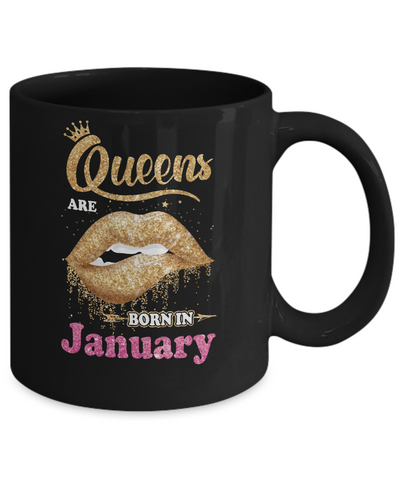Lipstick Black Queens Are Born In January Birthday Gift Mug-Coffee Mug-11oz Mug-Black