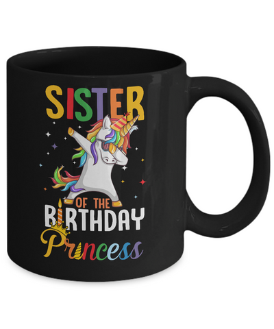 Sister Of The Birthday Girl Dabbing Unicorn Party Mug-Coffee Mug-11oz Mug-Black