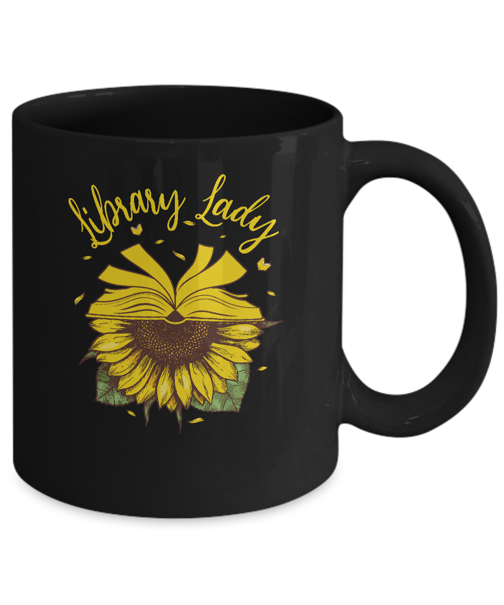 Librarian Library Lady Sunflower Lover Mug-Coffee Mug-11oz Mug-Black