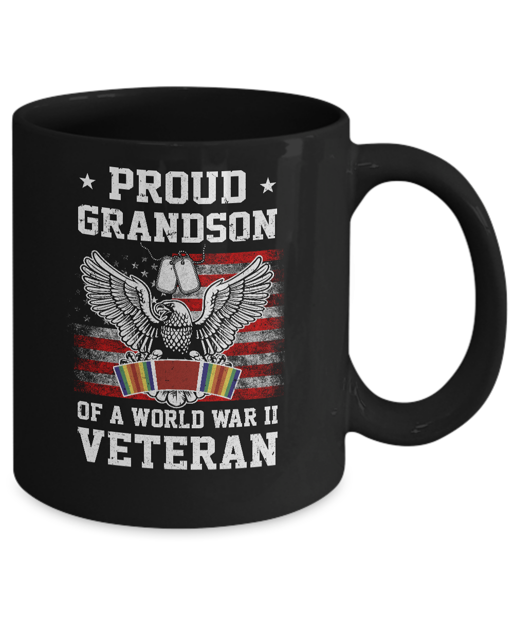 Proud Grandson Of World War 2 Veteran Patriotic Mug-Coffee Mug-11oz Mug-Black