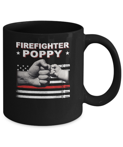 Firefighter Fireman Poppy American Flag Fathers Day Mug-Coffee Mug-11oz Mug-Black