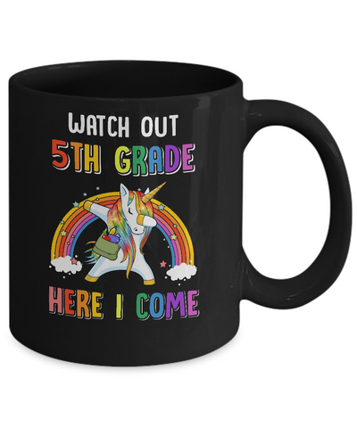 5th Grade Here I Come Unicorn Back To School Mug-Coffee Mug-11oz Mug-Black