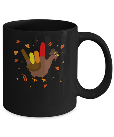 American Sign Language I Love You Thanksgiving Turkey Mug-Coffee Mug-11oz Mug-Black