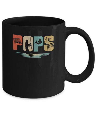 Vintage Fishing Pops Father's Day Gift Mug-Coffee Mug-11oz Mug-Black