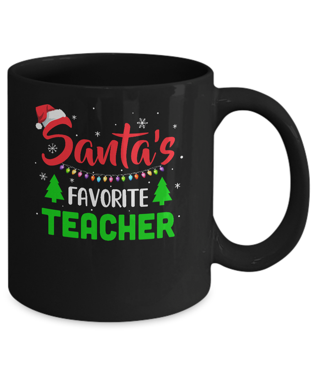 Santa's Favorite Teacher Funny Christmas Xmas Gifts Mug-Coffee Mug-11oz Mug-Black