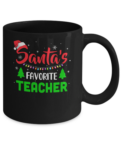 Santa's Favorite Teacher Funny Christmas Xmas Gifts Mug-Coffee Mug-11oz Mug-Black