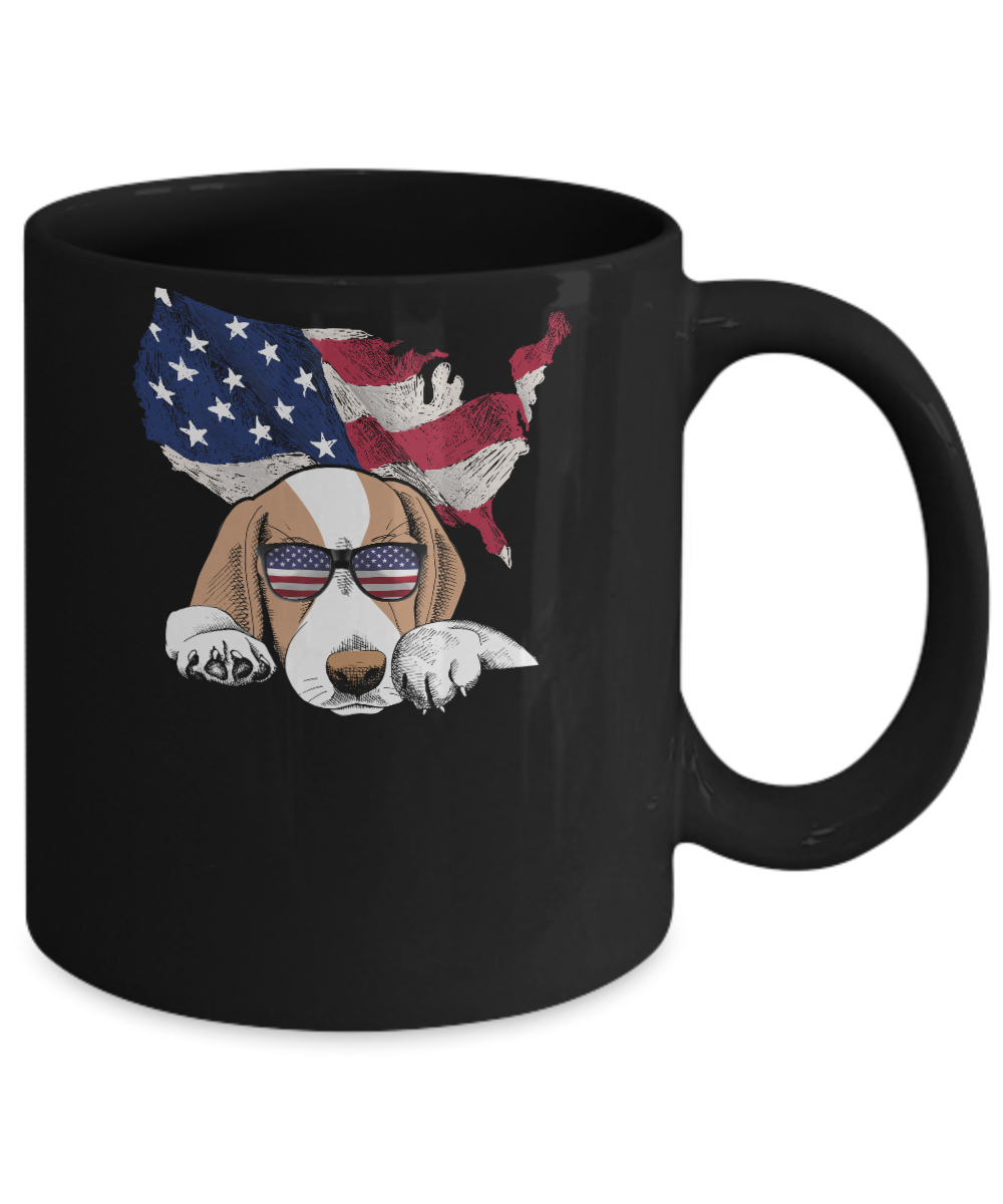 Funny Patriot Beagle Dog 4Th Of July American Flag Mug-Coffee Mug-11oz Mug-Black