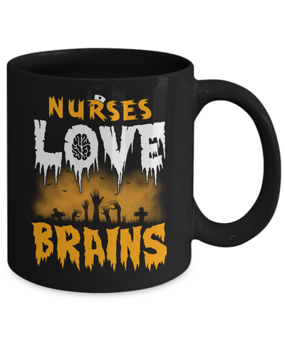 Nurses Love Brains Halloween Mug-Coffee Mug-11oz Mug-Black