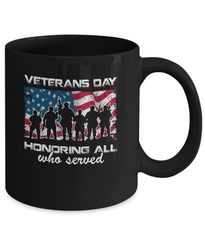 Vintage Patriotic Army Veterans Day Honoring All Who Reverd Mug-Coffee Mug-11oz Mug-Black
