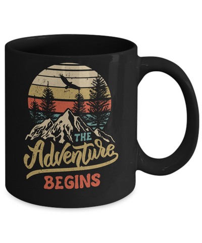 The Adventure Begins Climb The Mountain Vintage Mug-Coffee Mug-11oz Mug-Black