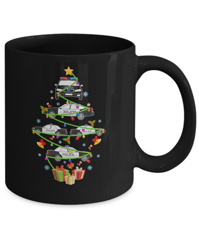 Police Officer Car Christmas Tree Ornament Decor Gift Mug-Coffee Mug-11oz Mug-Black